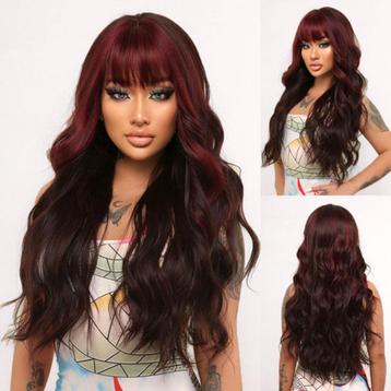 Luxe duo-color pruik lang haar met losse krullen beschikbaar voor biedingen
