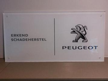 Origineel Peugeot Erkend Schadeherstel Reclamebord Plexiglas beschikbaar voor biedingen