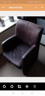Bruine fauteuil van micro leder., Minder dan 75 cm, Gebruikt, Leer, 50 tot 75 cm