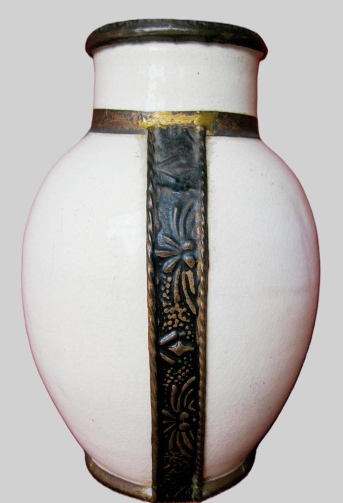 Antieke craquelé vaas in bronsomlijsting, Antiek en Kunst, Antiek | Vazen, Ophalen