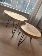 2 Salon/Bijzettafeltjes, Huis en Inrichting, Tafels | Salontafels, Gebruikt, 50 tot 100 cm, Rond, Ophalen of Verzenden