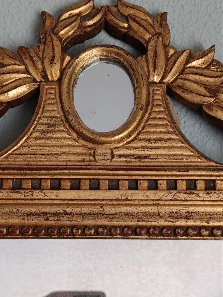 Antieke 18 eeuwse Franse Bruidsspiegel, Antiek en Kunst, Antiek | Spiegels, Minder dan 50 cm, Rechthoekig, Ophalen of Verzenden