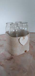 4 Vaasjes in Linnen Zakje met Hartje, Ophalen, Overige kleuren, Minder dan 50 cm, Glas