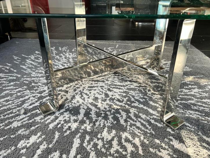 Salontafel - Dada Industrial Design - Glas & Staal, Huis en Inrichting, Tafels | Salontafels, Gebruikt, Minder dan 50 cm, 100 tot 150 cm