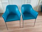 4 Movani Design Eetkamerstoelen echt leder Turquoise Petrol, Huis en Inrichting, Stoelen, Ophalen, Gebruikt, Blauw, Leer