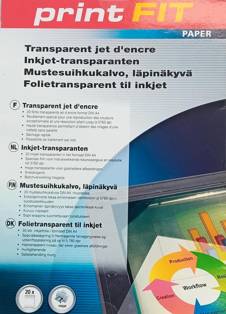 Te Koop: 20 vel inkjet transparanten, formaat A4, nieuw. , Audio, Tv en Foto, Fotografie | Fotopapier, Nieuw, Ophalen of Verzenden