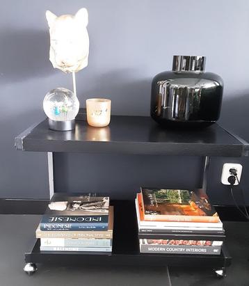 Vintage trolly sidetable zwart hout chroom MOET WEG!  beschikbaar voor biedingen