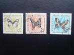 GUINEE 1963; set (3) VLINDERS, Verzenden, Gestempeld, Dier of Natuur