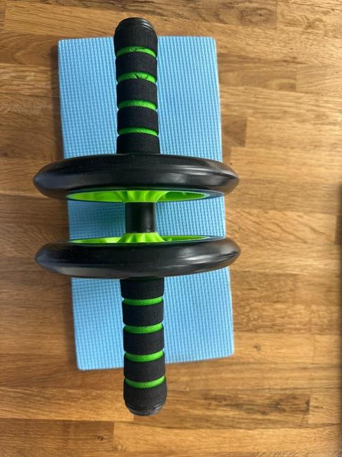 Buikspierwiel / Ab Roller met Knie-Mat – Groen/Zwart, Sport en Fitness, Fitnessmaterialen, Zo goed als nieuw, Armen, Buik, Ophalen