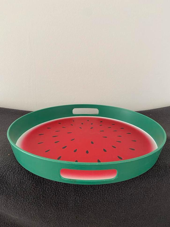 Plastic Dienblad - Watermeloen Design, Huis en Inrichting, Woonaccessoires | Dienbladen, Zo goed als nieuw, Kunststof, Rond, Ophalen of Verzenden