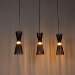 Z.G.A.N. hanglamp QAZQA Broom HL gold 3, Ophalen, Zo goed als nieuw, Metaal, Minder dan 50 cm