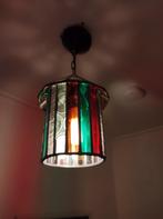 Glas in lood hanglamp - antiek, Huis en Inrichting, Lampen | Hanglampen, Ophalen of Verzenden, Gebruikt, Glas, Minder dan 50 cm