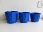 3 Elho b.for Rock bloempotten kobaltblauw 14, 16 en 18 cm, Tuin en Terras, Bloempotten, Kunststof, Rond, Binnen, Ophalen of Verzenden