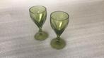 Oude wijnglazen, groen glas, gaaf., Antiek en Kunst, Antiek | Glas en Kristal, Ophalen of Verzenden
