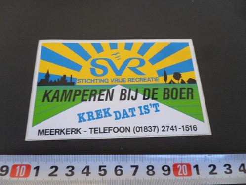 sticker SVR Kamperen bij de boer Meerkerk 01837-2741-1516, Verzamelen, Stickers, Zo goed als nieuw, Bedrijf of Vereniging, Ophalen