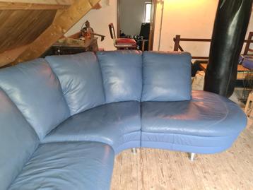 Leren hoekbank lavendelblauw