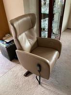 Relax fauteuil sta op stoel leer Velderhof beige, Huis en Inrichting, Fauteuils, Ophalen, Minder dan 75 cm, Leer, Zo goed als nieuw