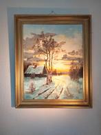 Schilderij sneeuwlandschap, Antiek en Kunst, Kunst | Schilderijen | Klassiek, Ophalen