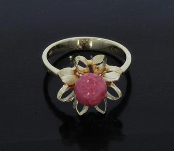Rhodochrosiet edelsteen fraaie 14k gouden bloem ring dames beschikbaar voor biedingen