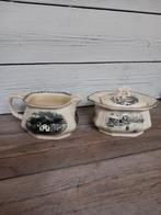 Société Céramique Maestricht, serie Landschap, roomstel., Antiek en Kunst, Antiek | Servies los, Ophalen of Verzenden