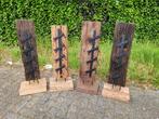 industriële wijnrek van hout voor 4 flessen robuuste, Huis en Inrichting, Ophalen, Zo goed als nieuw, Minder dan 5 flessen, Metaal