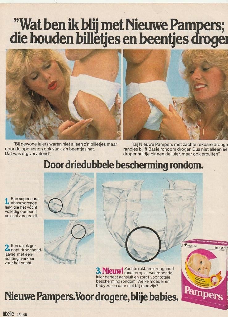 Retro reclame 1982 Pampers baby luiers voor blijere baby's, Verzenden, Overige typen