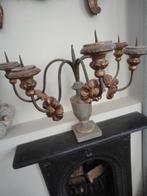 antieke ITALIAANSE KANDELAAR met BOIS DORÉ BLOEMEN + 5 armen, Antiek en Kunst, Ophalen