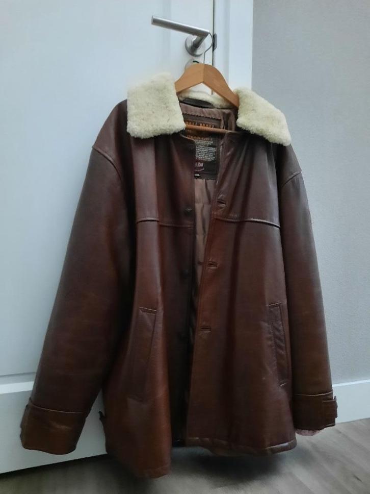 Pall Mall leren winterjas met bontkraag – maat XXL, Kleding | Heren, Jassen | Winter, Zo goed als nieuw, Overige maten, Bruin