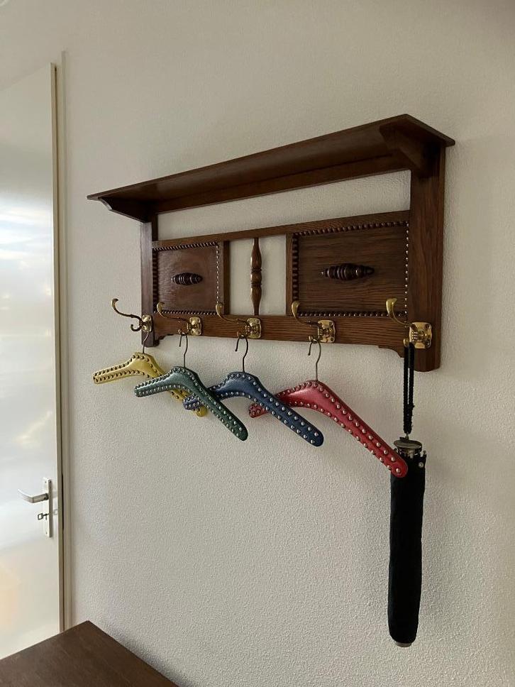 Kapstok – Art Deco met echt koperen haken, Huis en Inrichting, Woonaccessoires | Kapstokken, Gebruikt, Wandkapstok, Minder dan 100 cm