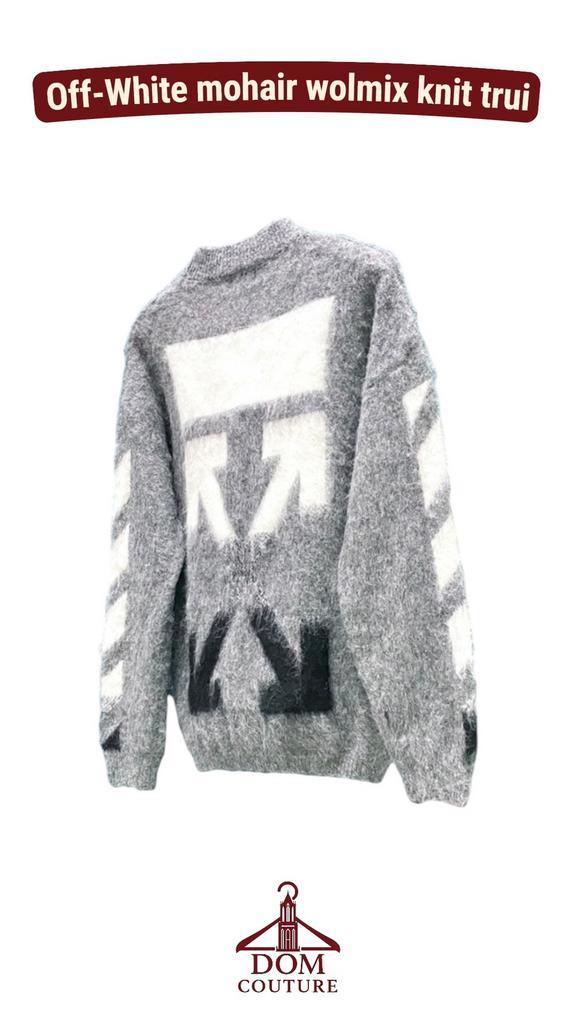 Off-white trui Mohair wolmix knit donkergrijs maat M L XL, Kleding | Heren, Truien en Vesten, Grijs, Ophalen of Verzenden