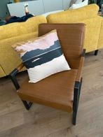 Fauteuil bruin leer met zwart metaal . Prachtige stoel ., Huis en Inrichting, Fauteuils, Ophalen of Verzenden, Metaal, Landelijk .