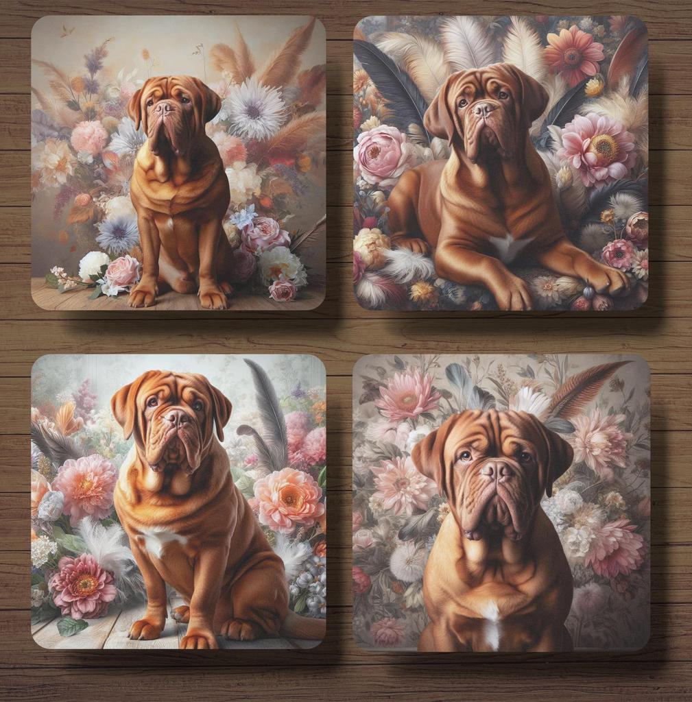 Bordeaux Dog Barok stijl onderzetters met houder, Ophalen of Verzenden, Nieuw, Glas of Kopje