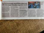 Joost Klein Krantenartikel 2024 Verhoren afgerond, Ophalen of Verzenden, 1980 tot heden, Buitenland, Knipsel(s)