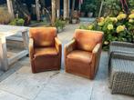 2 Lederen Fauteuils, Huis en Inrichting, Fauteuils, Ophalen, Gebruikt, 75 tot 100 cm, 50 tot 75 cm