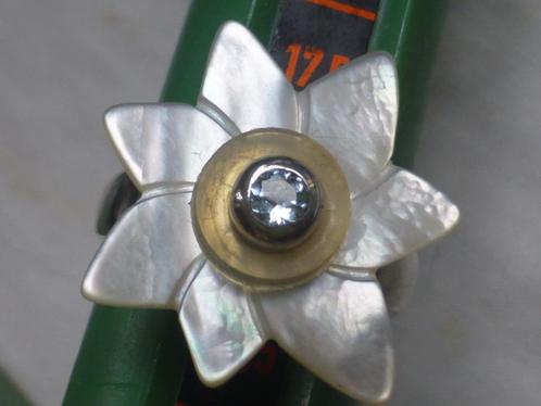 Zilveren Ring Aquamarijn Parelmoer CHARLOTTE EHINGER SCHWART, Sieraden, Tassen en Uiterlijk, Ringen, Zo goed als nieuw, Dame, 17 tot 18