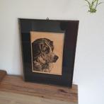 Sint Bernhard Hond - Hondentekening - Hond - Ets - met Lijst, Ophalen of Verzenden