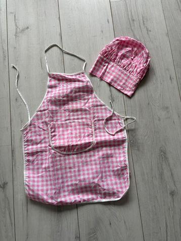 Keukenschort en koksmuts roze, kind. beschikbaar voor biedingen