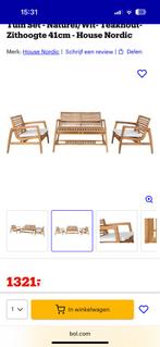 Tuin Set - Naturel/Wit TeakhoutZithoogte 41cm House Nordic, Teakhout, Nieuw, Loungeset, Bank