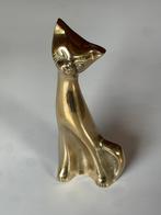 Vintage messing poezenbeeldje 14 cm, Ophalen of Verzenden