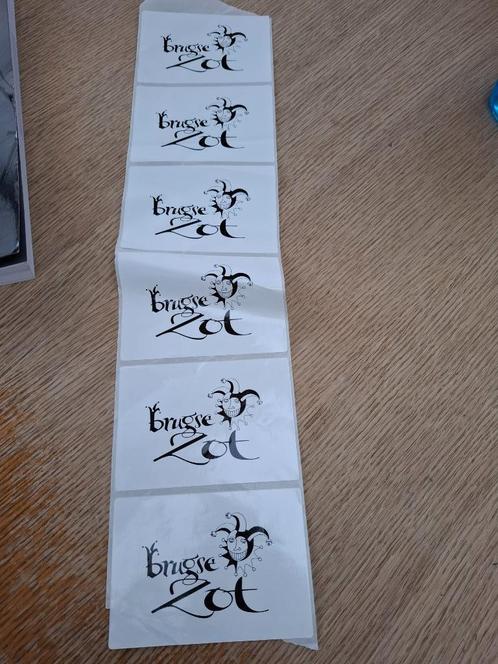 6 originele stickers Brugse Zot bier, Verzamelen, Biermerken, Nieuw, Overige typen, Overige merken, Ophalen of Verzenden