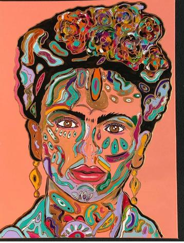 Frida Kahlo Geïnspireerd Schilderij beschikbaar voor biedingen