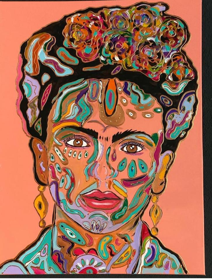 Frida Kahlo Geïnspireerd Schilderij, Antiek en Kunst, Kunst | Schilderijen | Klassiek, Ophalen of Verzenden
