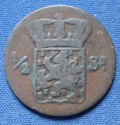 Nederlands-Indië ½ stuiver 1823 Km 285 CK17, Postzegels en Munten, Munten | Nederland, Losse munt, Overige waardes, Koning Willem I