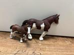 Schleich Horse Club – Clydesdale merrie & veulen, Ophalen of Verzenden, Zo goed als nieuw, Paard, Beeldje of Figuurtje