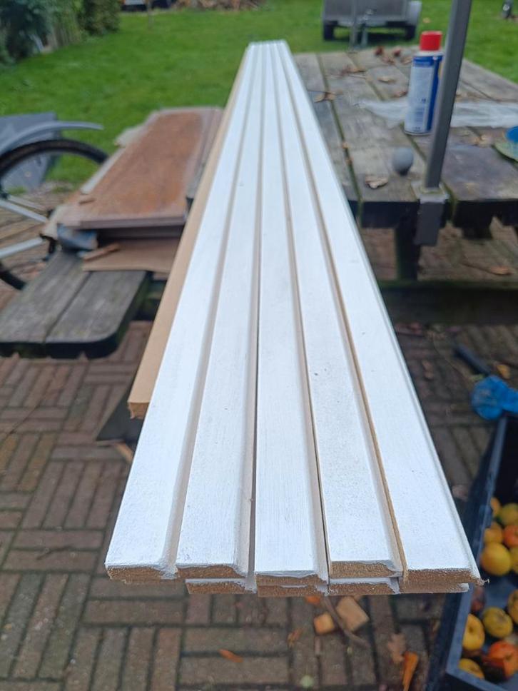 Kroonlijst mdf, gegrond, 15x30mm. 70 meter, Doe-het-zelf en Verbouw, Plinten en Afwerking, Zo goed als nieuw, Plinten, Overige materialen