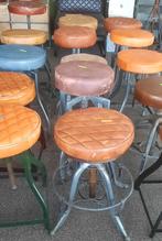 Barkruk leren zitting in hoogte verstelbare kruk - outlet!, Ophalen, 60 tot 90 cm, Nieuw, Metaal