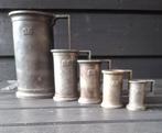 5 Tinnen maatbekers Peltrato 95% tin.

Gemaakt in Italië, Ophalen of Verzenden