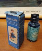 1593 flesje vintage blauw verf voor wol zijde en nylon, Ophalen of Verzenden, Gebruikt, Reclamebord