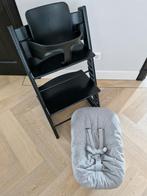 Zwarte stokke tripp trapp / trip trap + babyset en newborn, Ophalen of Verzenden, Gebruikt, Meegroeistoel, Stoelverkleiner