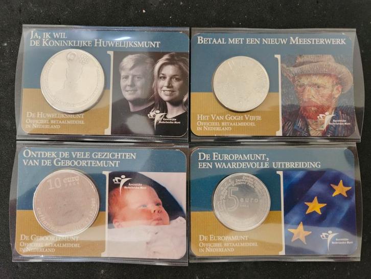 Coincards eerste vier uitgiftes van de KNM Nu  Aanbieding!!!, Postzegels en Munten, Munten | Nederland, Euro's, Koningin Beatrix